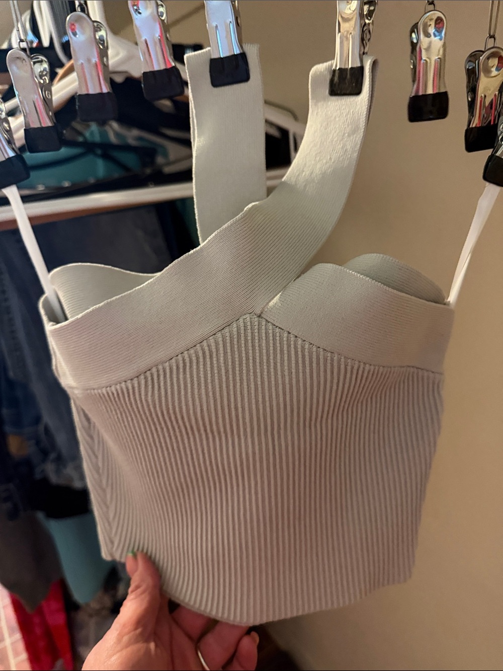 Babaton Ribbed Square-Neck Crop Top